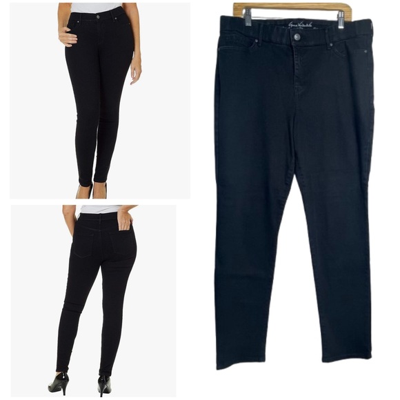 Gloria Vanderbilt Denim - Gloria Vanderbilt Curvy Slim Black Stretch Denim Jeans, ‘All-Around Slim | Sz 18